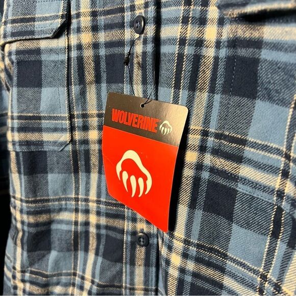 Women’s 2X Wolverine NWT Blue Flannel Button Up Top 🏷 w/hand pockets Bluebell - Picture 3 of 16